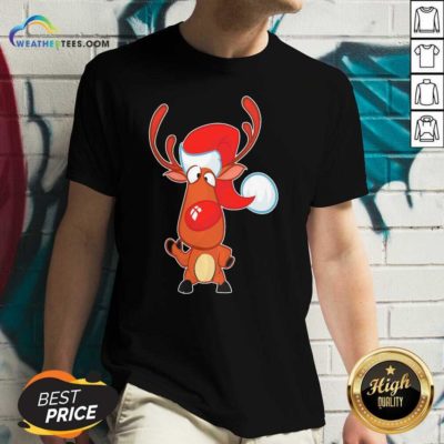 Reindeer Santa Christmas V-neck - Design By Weathertees.com