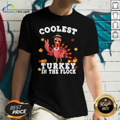 Coolest Turkey In The Flock Happy Thanksgiving V-neck - Design By Weathertees.com