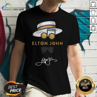 Elton John Hat Signature V-neck - Design By Weathertees.com