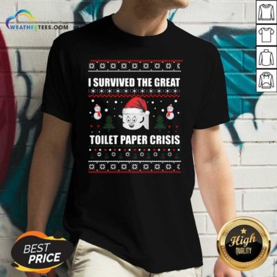 I Survived The Great Toilet Paper Crisis Ugly Christmas V-neck - Design By Weathertees.com