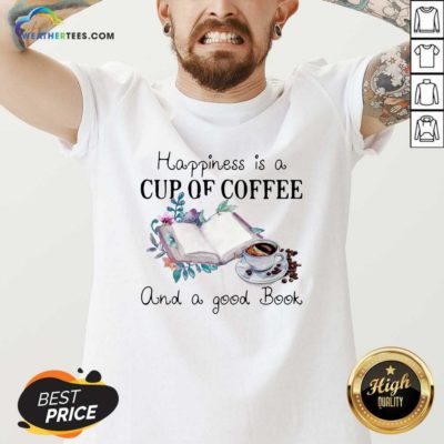 Happiness Is A Cup Of Coffee And A Good Book V-neck - Design By Weathertees.com