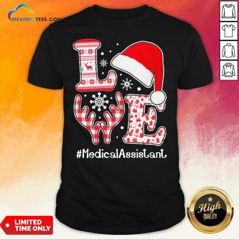 Love Hat Santa And Reindeer #Medica Assistant Nurse Worker Ugly Christmas Shirt - Design By Weathertees.com