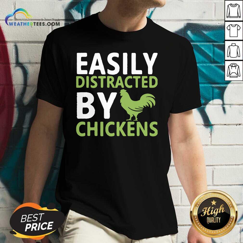 Easily Distracted By Chickens V-neck - Design By Weathertees.com
