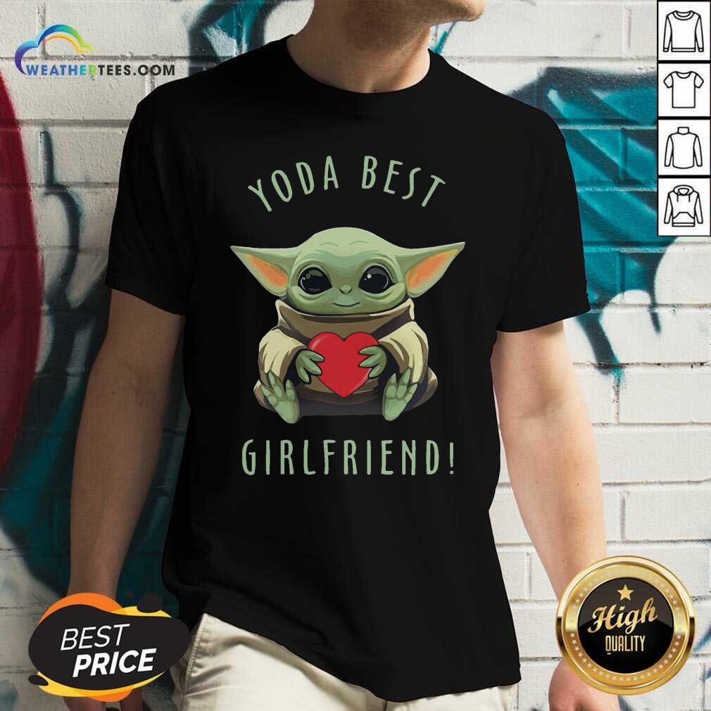 Baby Yoda Hug Heart Best Girlfriend V-neck - Design By Weathertees.com