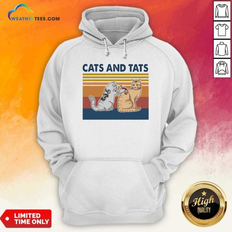 Cats And Tats Tattoo Vintage Retro Hoodie - Design By Weathertees.com