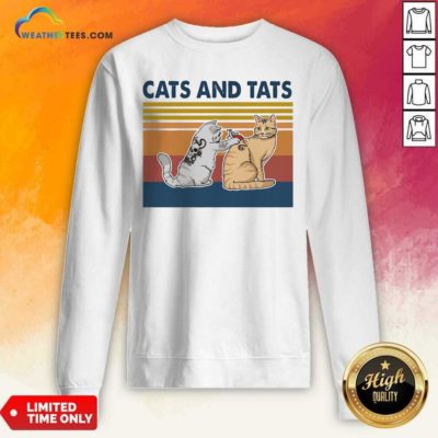 Cats And Tats Tattoo Vintage Retro Sweatshirt - Design By Weathertees.com