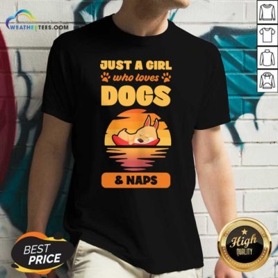Just A Girl Who Loves Dogs And Naps V-neck - Design By Weathertees.com