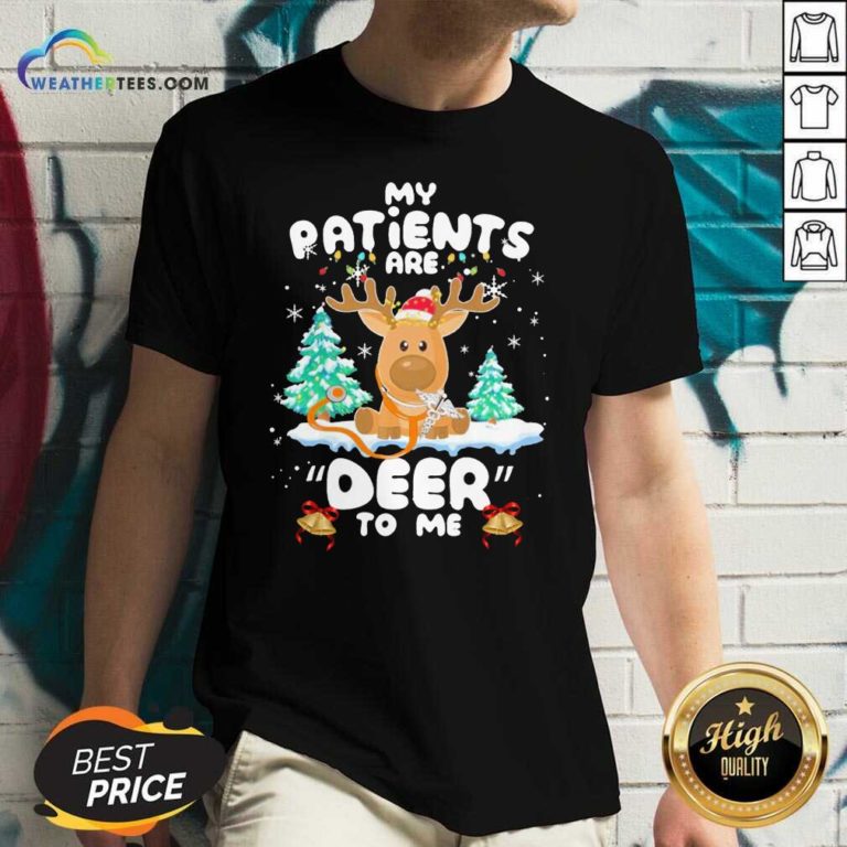 Reindeer My Patients Are Beer To Me Christmas V-neck - Design By Weathertees.com