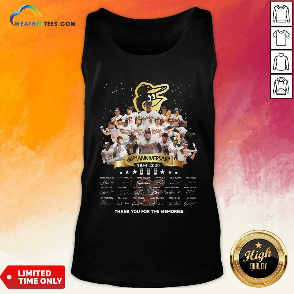 Baltimore Orioles 66th Anniversary 1954 2020 Thank You For The Memories Signatures Tank Top - Design By Weathertees.com