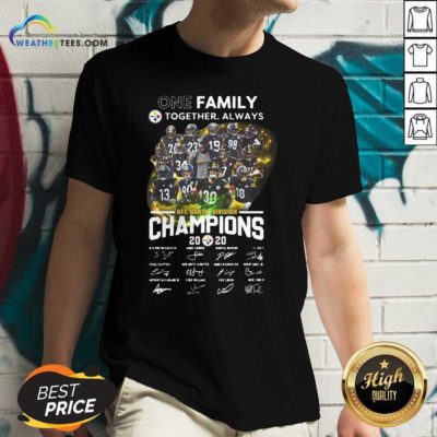 One Family Pittsburgh Steelers Together Always Nfc North Division Champions Signatures V-neck - Design By Weathertees.com