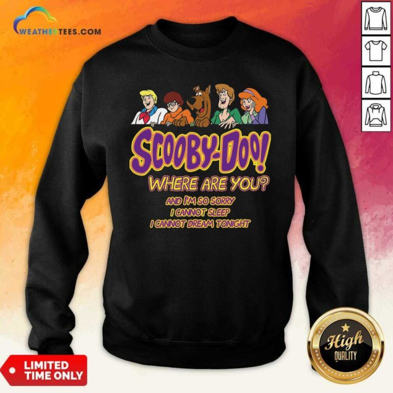 Scooby-doo Where Are You And I’m So Sorry I Cannot Sleep Sweatshirt - Design By Weathertees.com