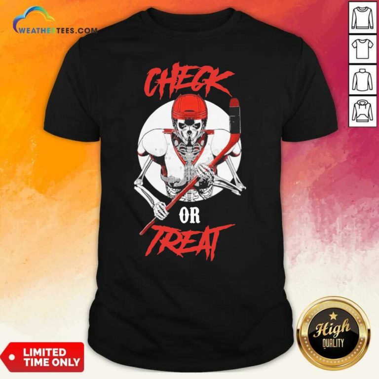 Skeleton Hockey Check Or Treat Shirt - Design By Weathertees.com