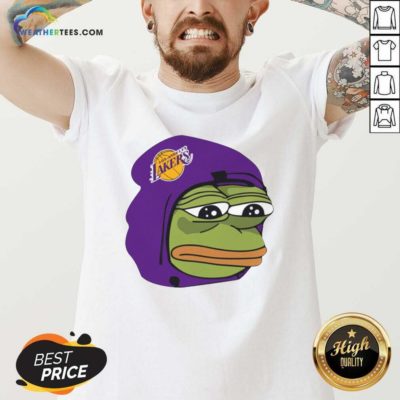 Los Angeles Lakers Sad Pepe The Frog V-neck - Design By Weathertees.com