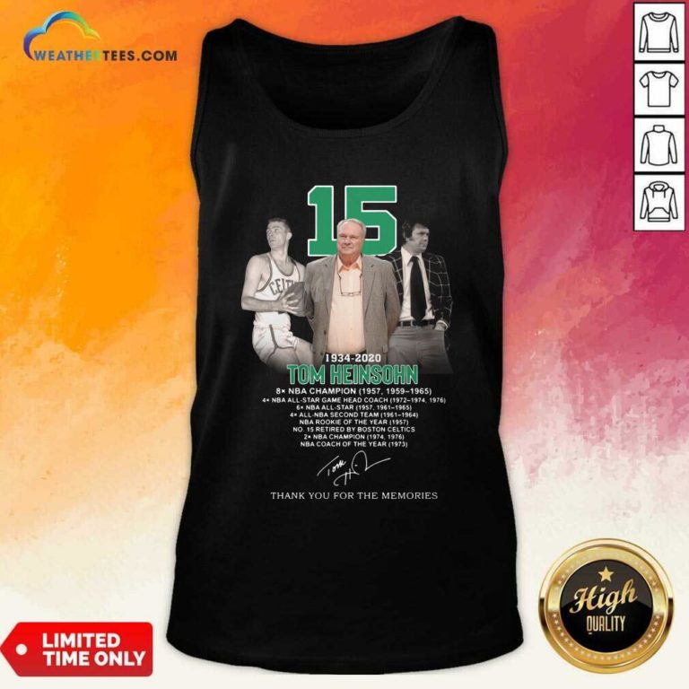 15 Tom Heinsohn 1934 2020 Thank You For The Memories Signature Tank Top - Design By Weathertees.com