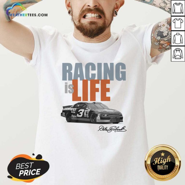 Dale Earnhardt Racing Is Life Signature V-neck - Design By Weathertees.com
