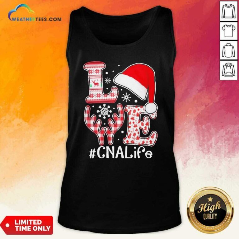 Love Hat Santa And Reindeer #CNA Life Worker Ugly Christmas Tank Top - Design By Weathertees.com