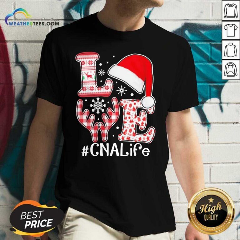 Love Hat Santa And Reindeer #CNA Life Worker Ugly Christmas V-neck - Design By Weathertees.com