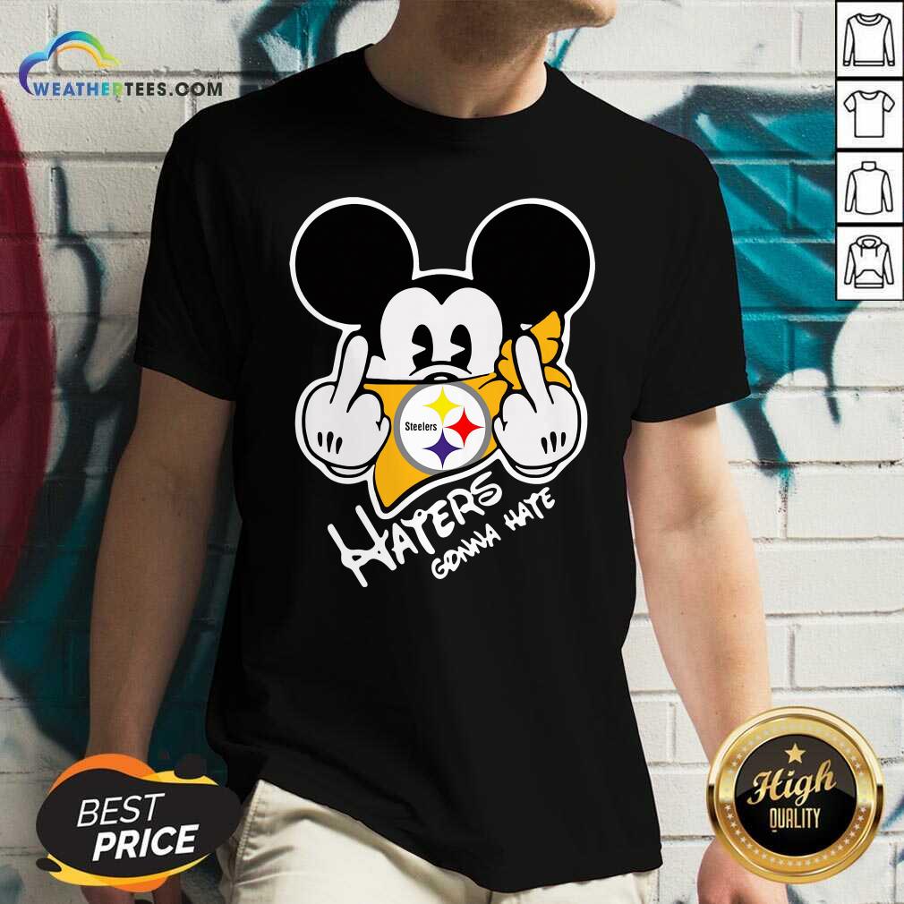 Mickey Mouse Face Mask Pittsburgh Steelers Fuck Haters Gonna Hate V-neck - Design By Weathertees.com