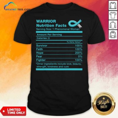 Warrior Cervical Cancer Nutrition Facts Cervical Cancer Awareness Shirt - Design By Weathertees.com