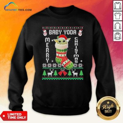 Baby Yoda Hat Santa Ugly Merry Christmas 2020 Sweatshirt - Design By Weathertees.com