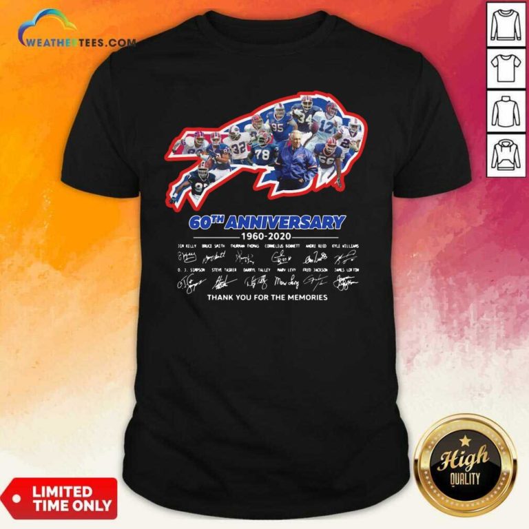 Buffalo Bills 60th Anniversary 1960 2020 Thank You For The Memories Signatures Shirt - Design By Weathertees.com