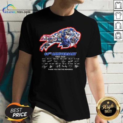 Buffalo Bills 60th Anniversary 1960 2020 Thank You For The Memories Signatures V-neck - Design By Weathertees.com