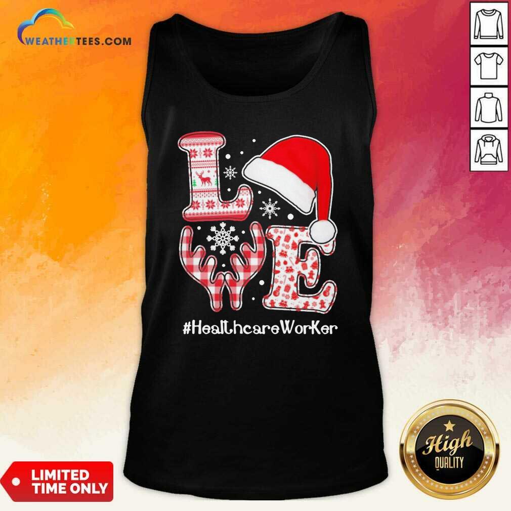 Love Hat Santa And Reindeer #Heathcare Worker Ugly Christmas Tank Top - Design By Weathertees.com