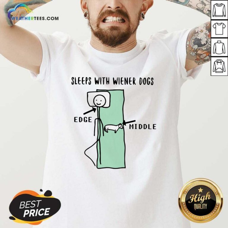 Sleeps With Wiener Dogs Edge Middle V-neck - Design By Weathertees.com