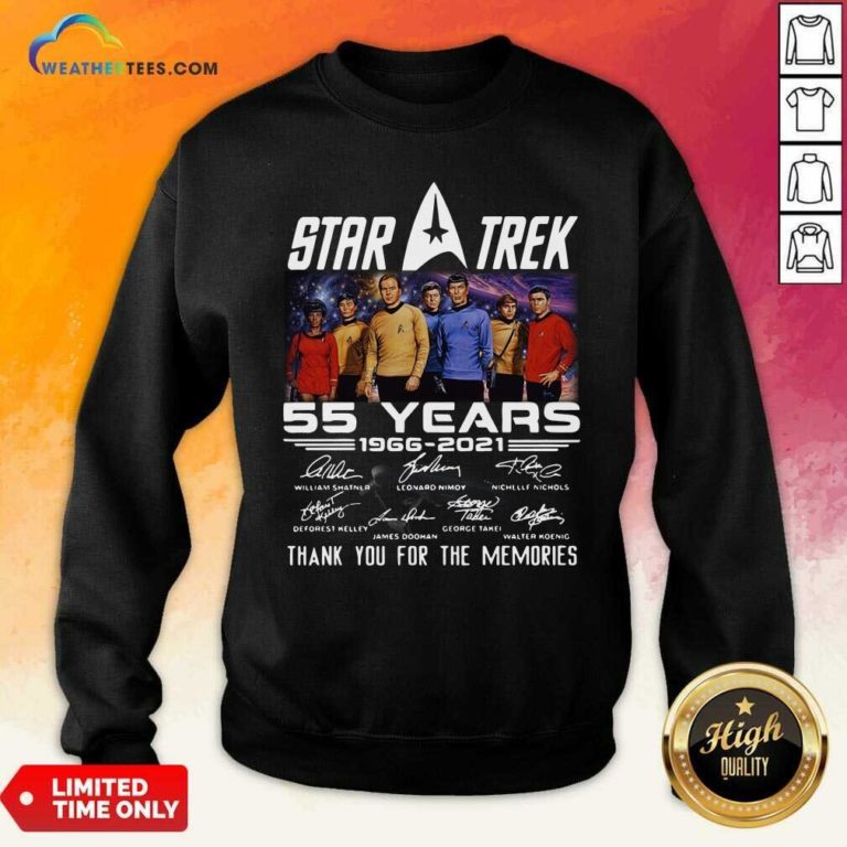 Star Trek 55 Years 1966 2021 Thank You For The Memories Signatures Sweatshirt - Design By Weathertees.com