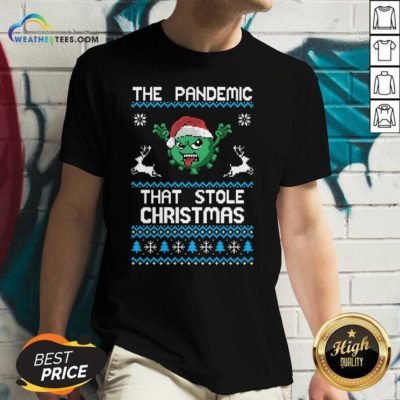 The Pandemic That Stole Christmas Corona Virus Wear Santa Hat V-neck - Design By Weathertees.com