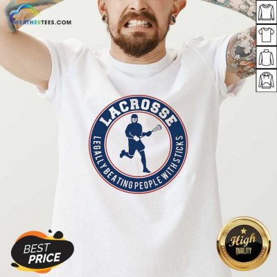 Lacrosse Legally Beating People With Sticks V-neck - Design By Weathertees.com