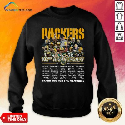 The Green Bay Packers 102nd Anniversary 1919 2021 Signatures Thank You For The Memories Sweatshirt - Design By Weathertees.com