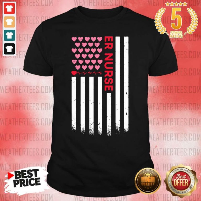 Er Nurse American Flag Heart Valentine’s Day Shirt - Design By Weathertees.com