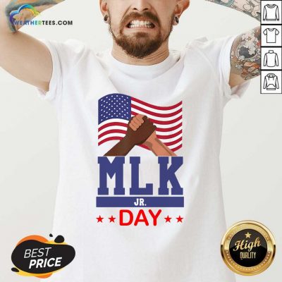 American Flag Martin Luther King Jr Day MLK Fist Freedom V-neck - Design By Weathertees.com