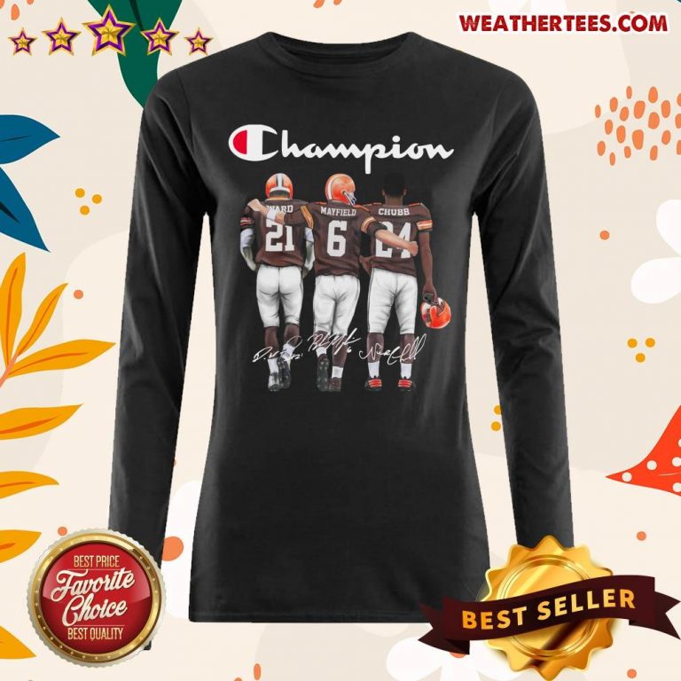 Cleveland Browns Ward Mayfield And Chubb Champion Long-sleeved - Design By Weathertees.com