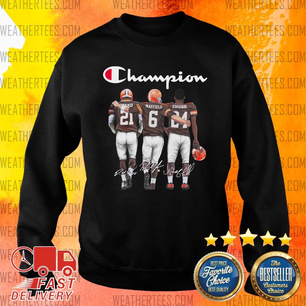 Cleveland Browns Ward Mayfield And Chubb Champion Sweater - Design By Weathertees.com