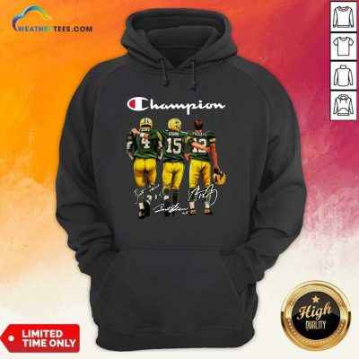 Green Bay Packers Champion Favre Starr Rodgers Signatures Hoodie - Design By Weathertees.com