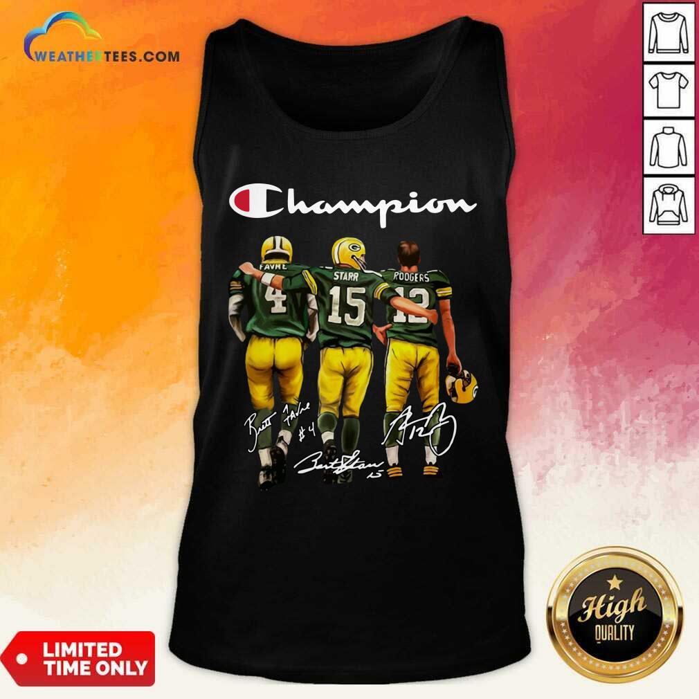 Green Bay Packers Champion Favre Starr Rodgers Signatures Tank Top - Design By Weathertees.com