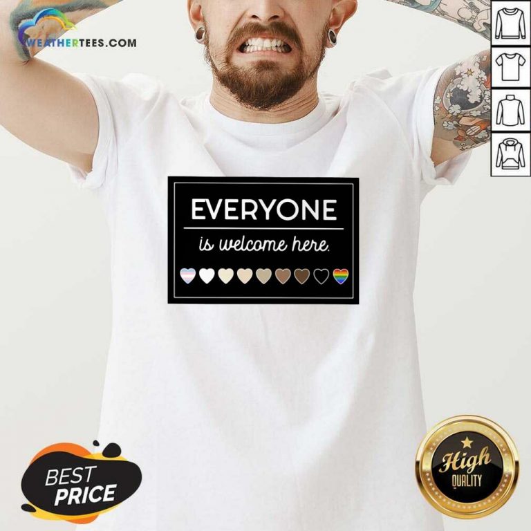 Everyone Is Welcome Here LGBT V-neck - Design By Weathertees.com