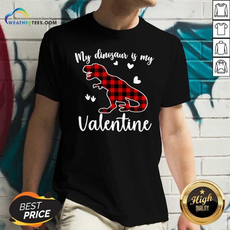 My Dinosaur Is My Valentine V-neck - Design By Weathertees.com