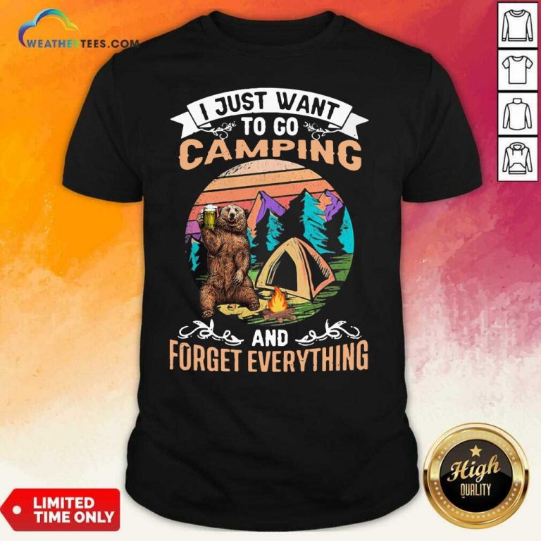 I Just Want To Go Camping And Forget Everything Bear Drink Beer Vintage Shirt - Design By Weathertees.com