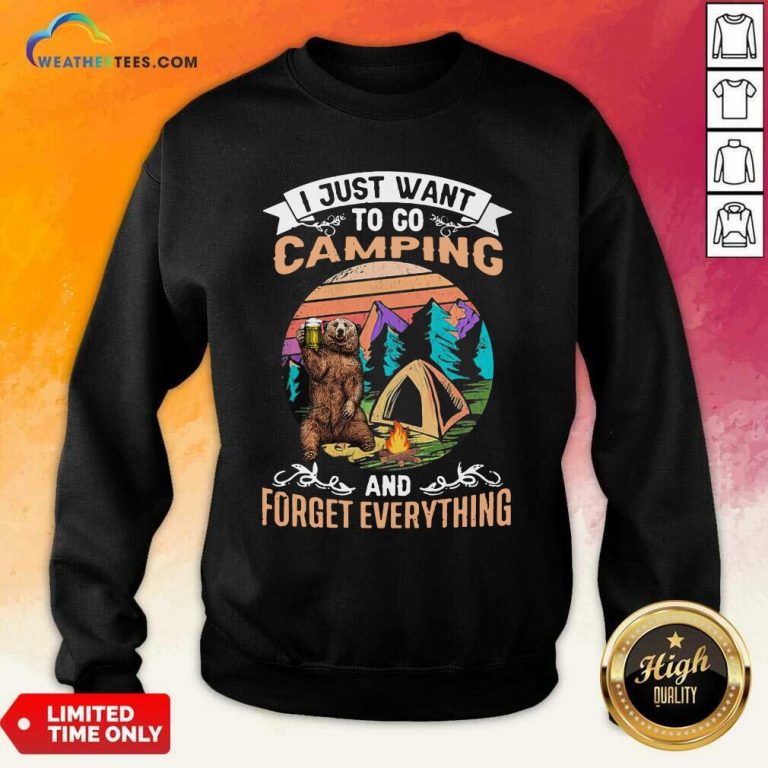 I Just Want To Go Camping And Forget Everything Bear Drink Beer Vintage Sweatshirt - Design By Weathertees.com