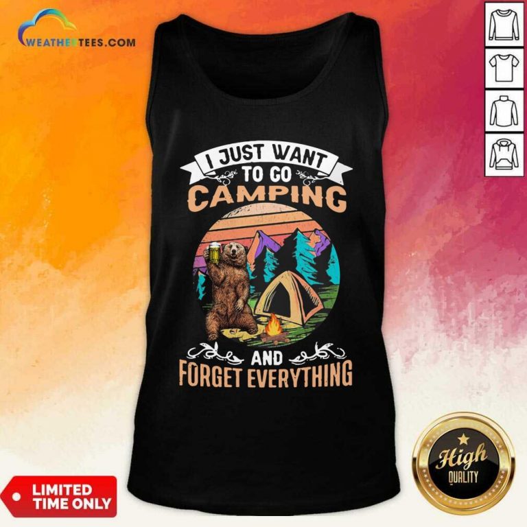 I Just Want To Go Camping And Forget Everything Bear Drink Beer Vintage Tank Top - Design By Weathertees.com
