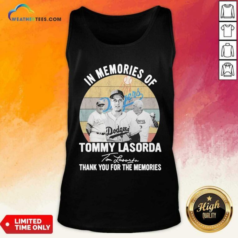 In Memories Of Tommy Lasorda Thank You For The Memories Signatures Vintage Tank Top - Design By Weathertees.com