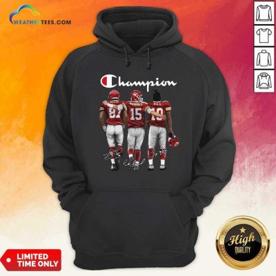 Kansas City Chief Kelce Mahomes And Hill Champion Signatures Hoodie