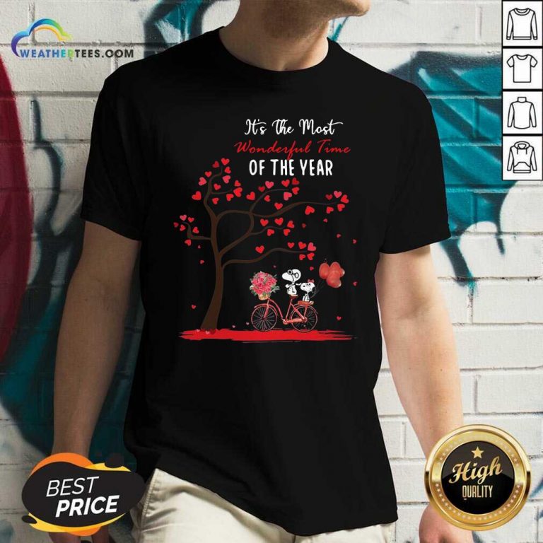 Snoopy And Girlfriend Its The Most Wonderful Time Of The Year Valentines Day V-neck - Design By Weathertees.com