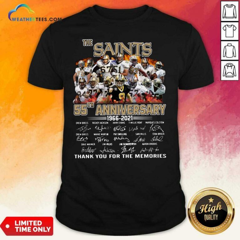 The Saints 55th Anniversary 1966 2021 Signatures Thank Shirt - Design By Weathertees.com