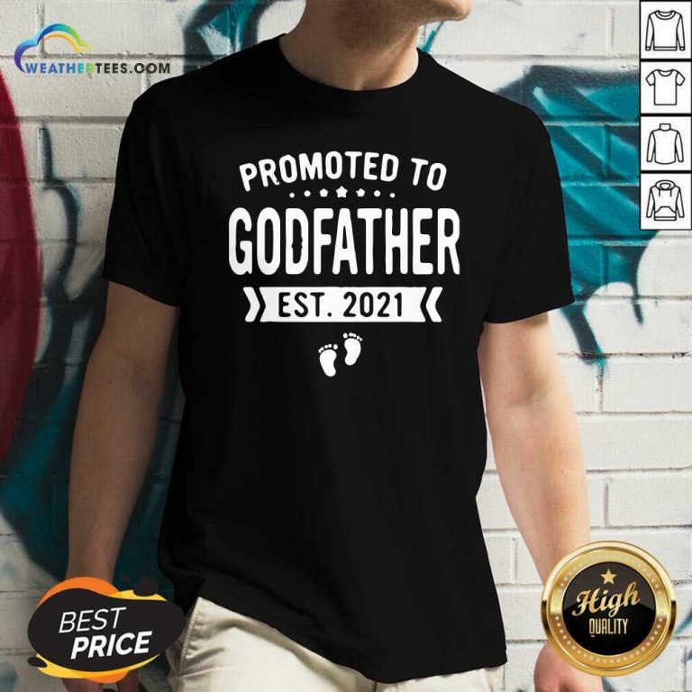 Promoted To Godfather Est 2021 V-neck - Design By Weathertees.com