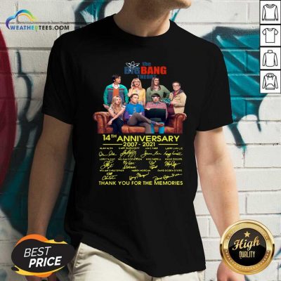 The Bigbang Theory 14th Anniversary 2007 2021 Signatures Thank For The Memories V-neck - Design By Weathertees.com