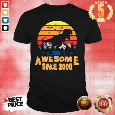 Vintage Awesome Since 2008 13 Year Old 13th Birthday Gift For Dinosaur Boy Shirt - Design By Weathertees.com